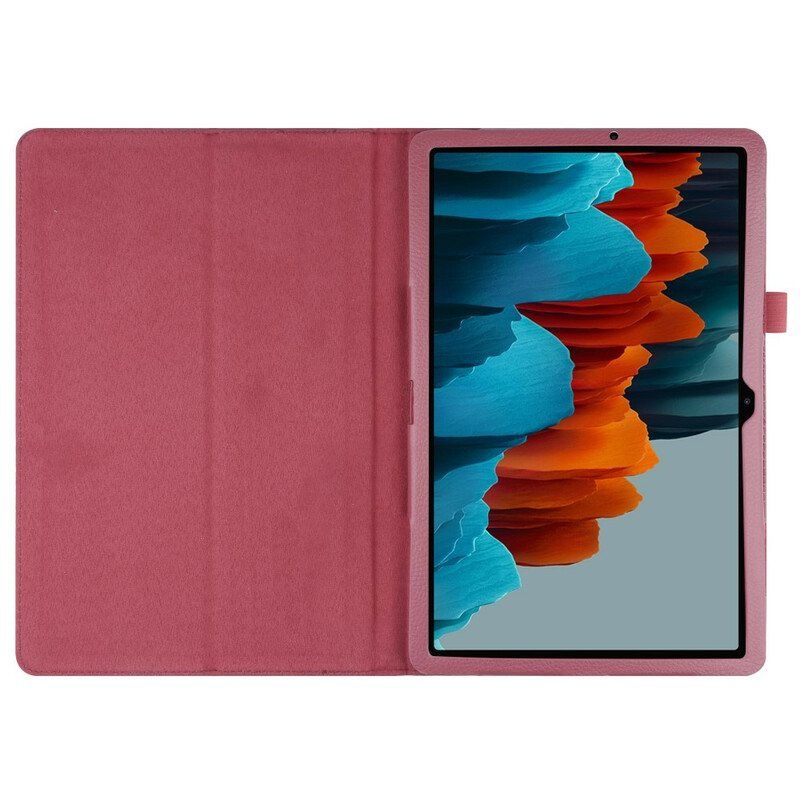 Etui Til Samsung Galaxy Tab S8 Plus / Tab S7 Plus Litchi Imitert Skinn