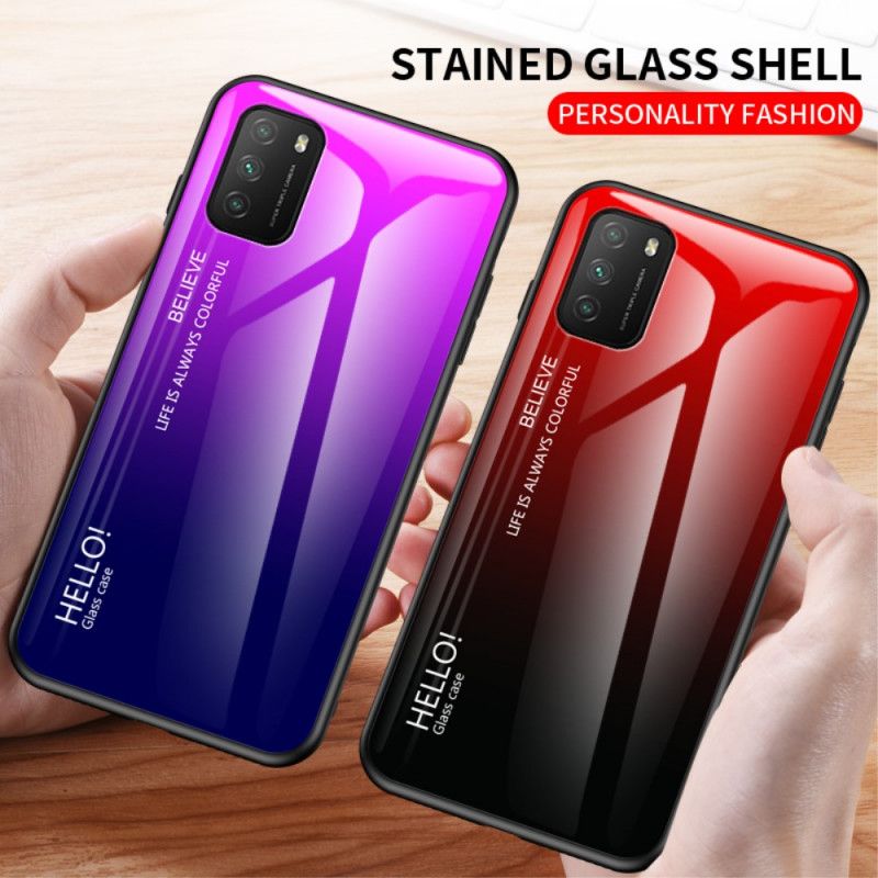 Deksel for Xiaomi Poco M3 Svart Hei Herdet Glass