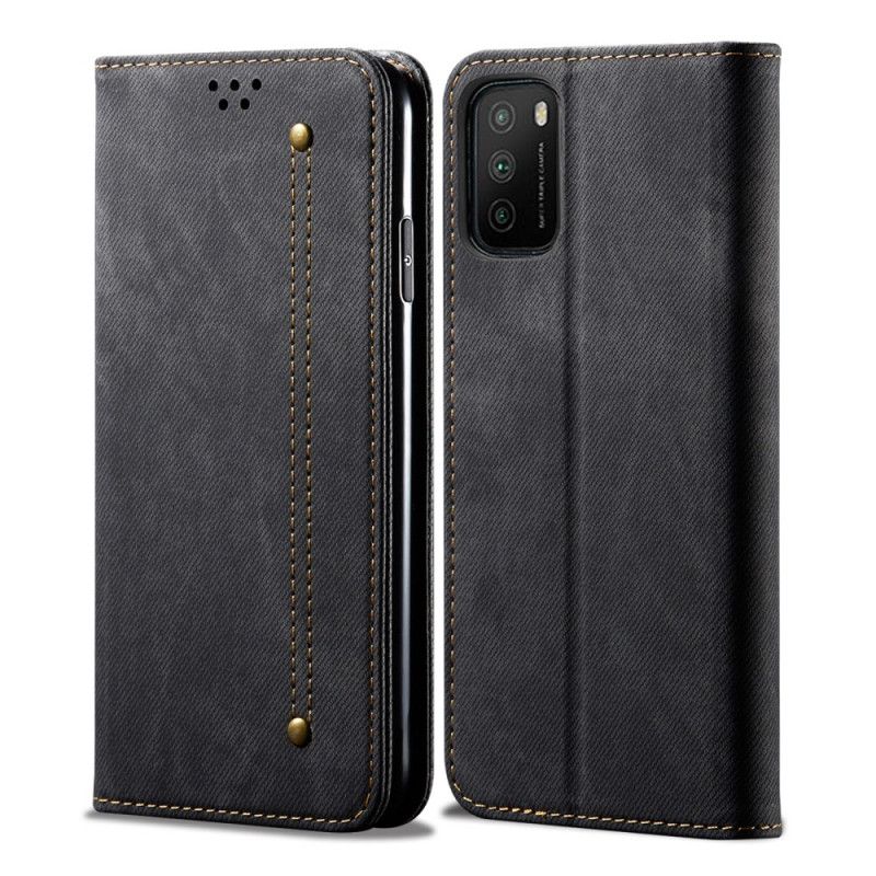 Folio Deksel Xiaomi Poco M3 Svart Jeansstoff