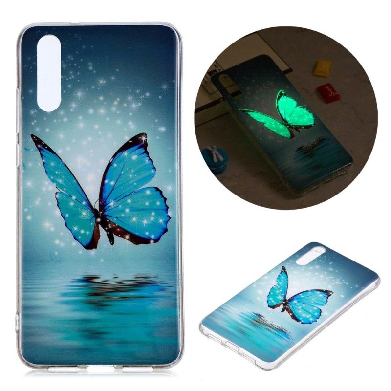 Deksel for Huawei P20 Fluorescerende Blå Sommerfugl