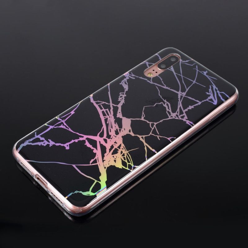 Deksel for Huawei P20 Svart Lasermarmor