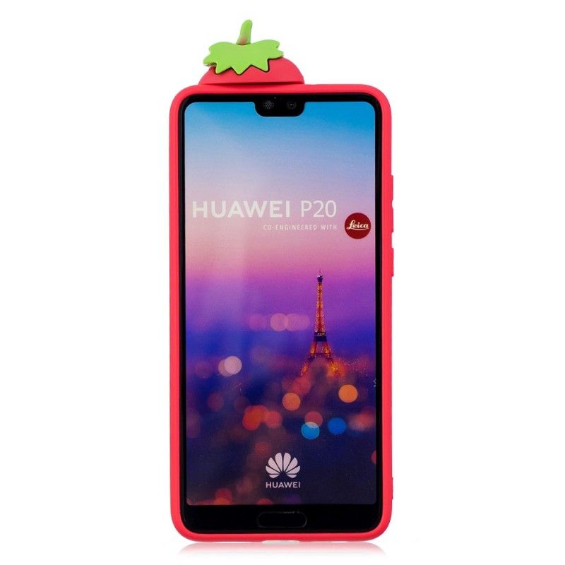 Deksel Huawei P20 3D Jordbær