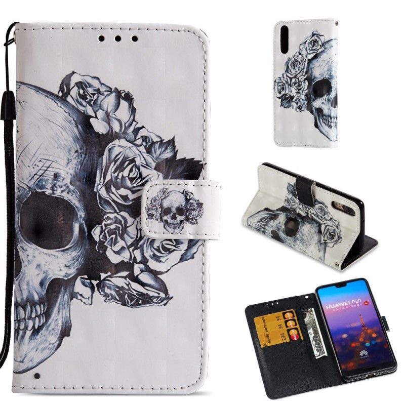 Folio Deksel for Huawei P20 3D Blomsterskalle