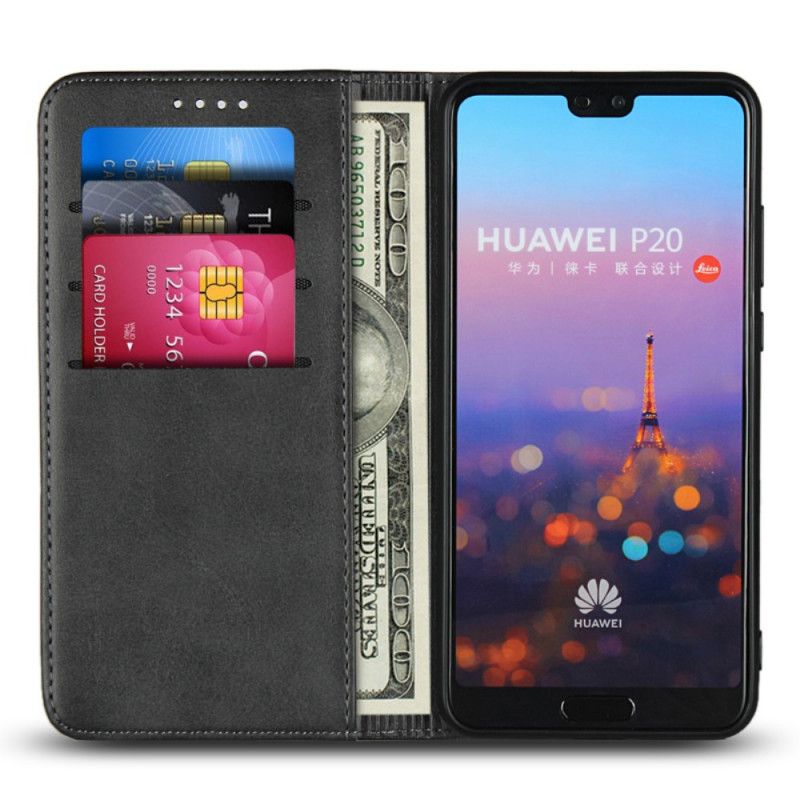 Folio Deksel Huawei P20 Svart Nøktern Skinnstil