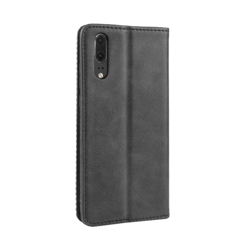 Folio Deksel Huawei P20 Svart Stilisert Vintage-Skinneffekt