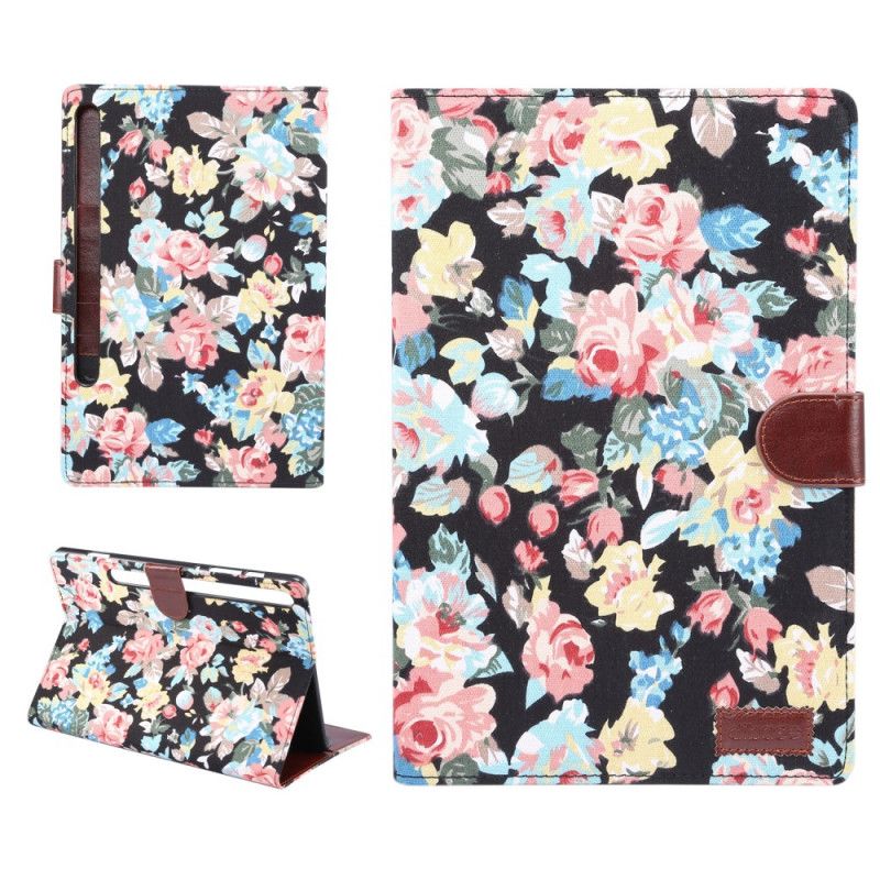 Folio Deksel for Samsung Galaxy Tab S7 Plus Svart Frihetsblomster