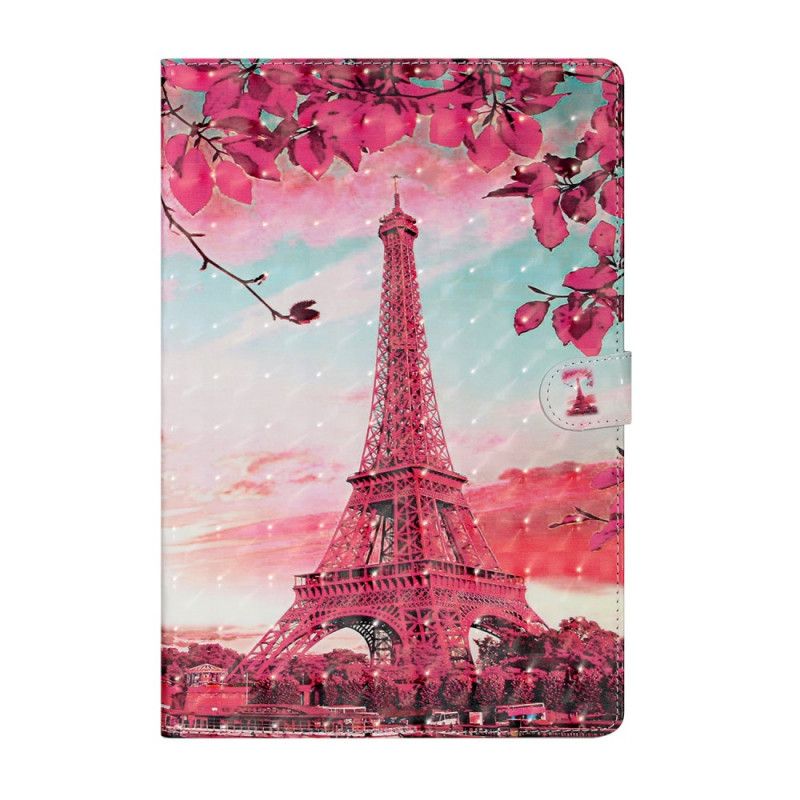 Lærdeksel Folio Deksel Samsung Galaxy Tab S7 Plus Mobildeksel Blomster Eiffeltårnet