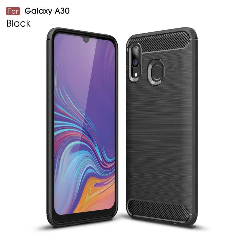 Deksel Samsung Galaxy A30 Svart Børstet Karbonfiber