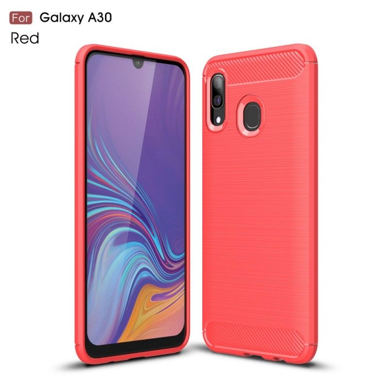 Deksel Samsung Galaxy A30 Svart Børstet Karbonfiber