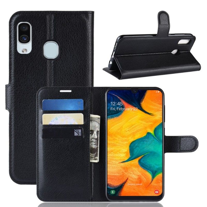 Folio Deksel for Samsung Galaxy A30 Svart Klassisk