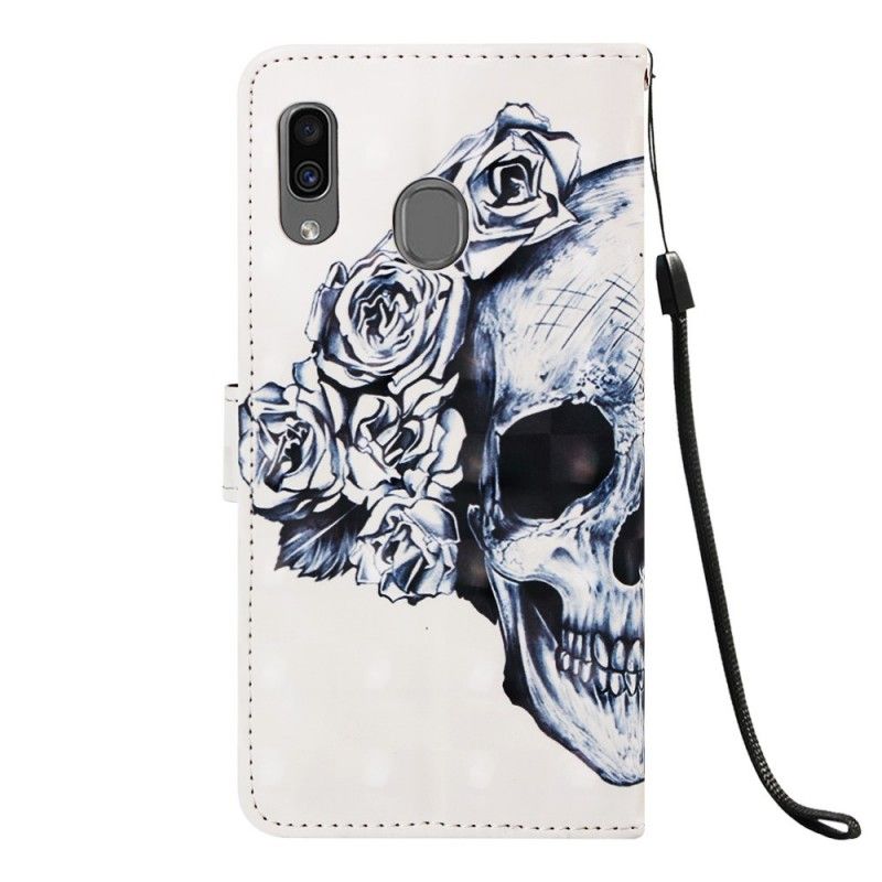 Folio Deksel Samsung Galaxy A30 Blomsterhodeskalle