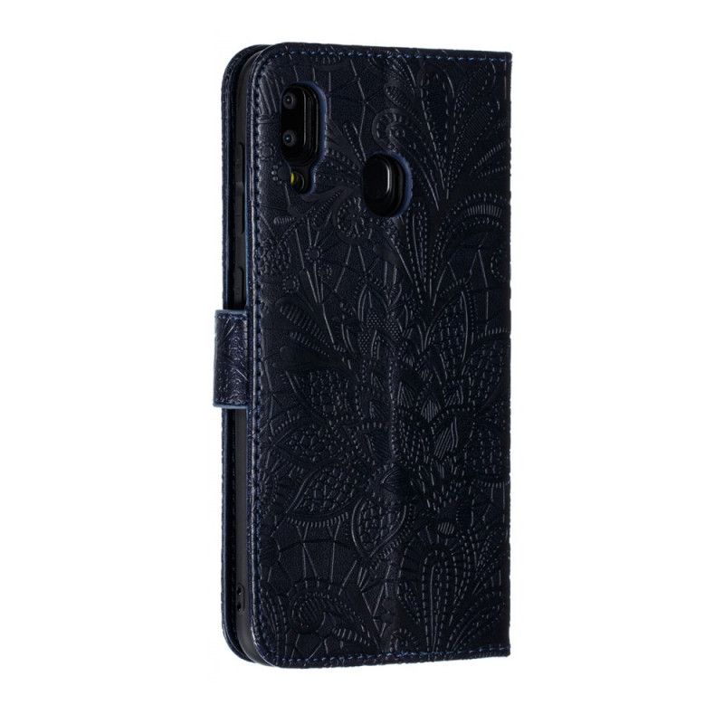 Folio Deksel Samsung Galaxy A30 Grå Tribal Thong Blomster