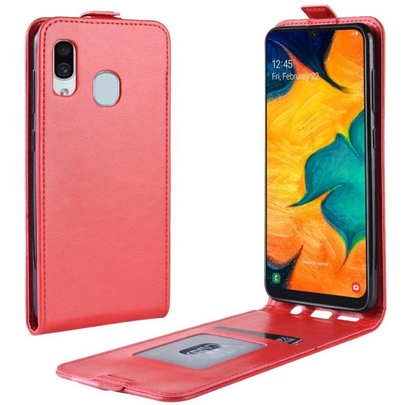 Folio Deksel Samsung Galaxy A30 Svart Sammenleggbar Skinneffekt