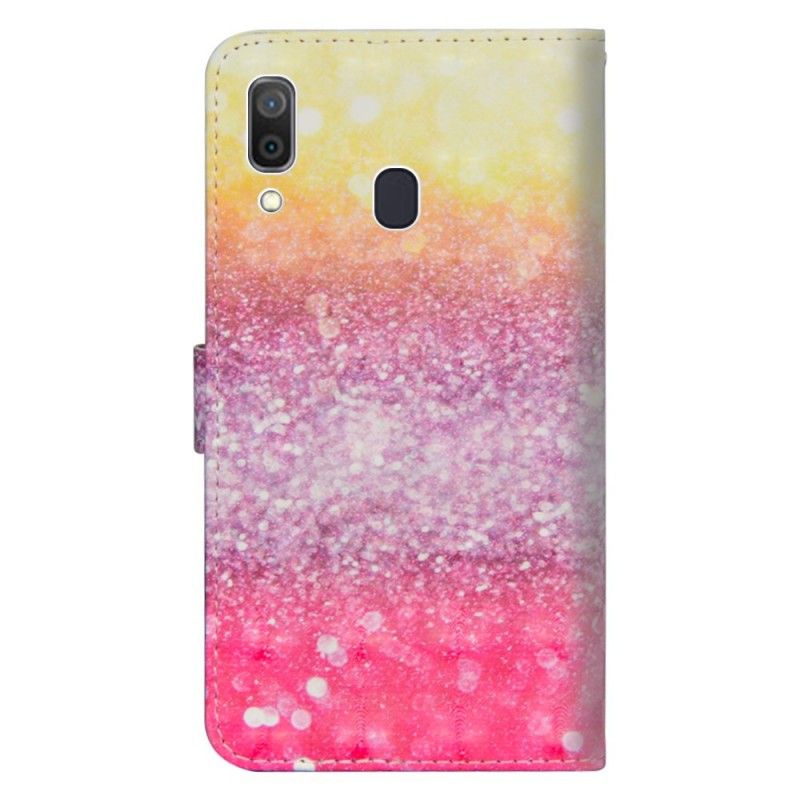 Lærdeksel Folio Deksel Samsung Galaxy A30 Magenta Glittergradient