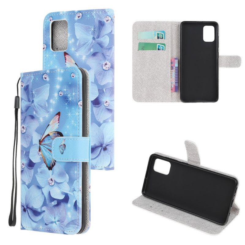 Folio Deksel for Xiaomi Redmi Note 10 / Note 10S Diamantsommerfugler Med Tanga