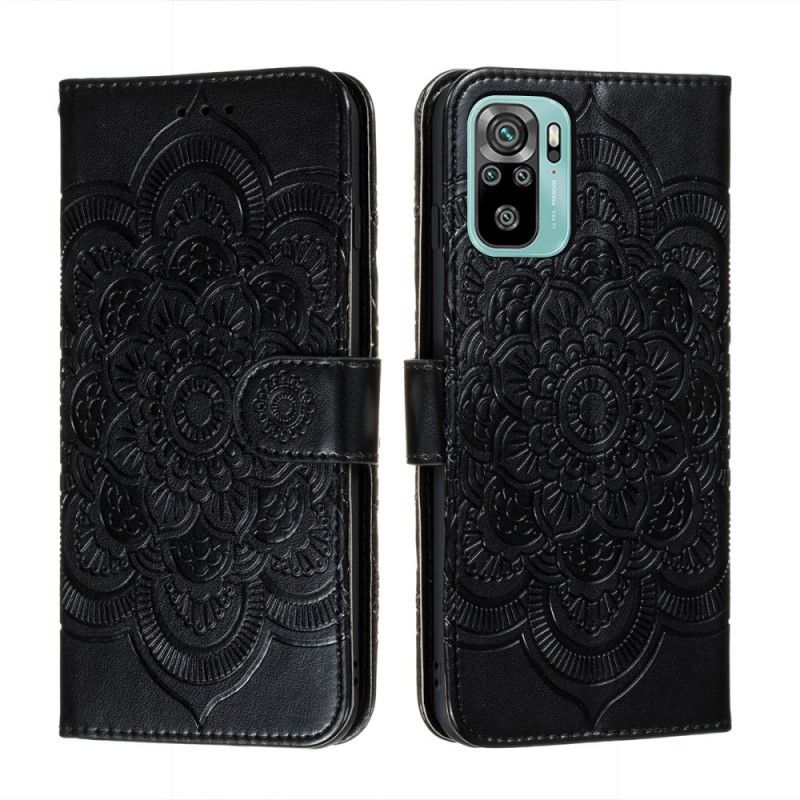 Folio Deksel for Xiaomi Redmi Note 10 / Note 10S Svart Full Mandala