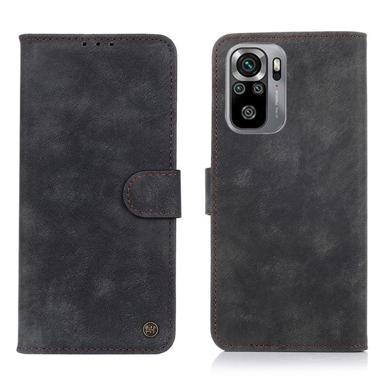 Folio Deksel for Xiaomi Redmi Note 10 / Note 10S Svart Nagle Vintage Skinnstil