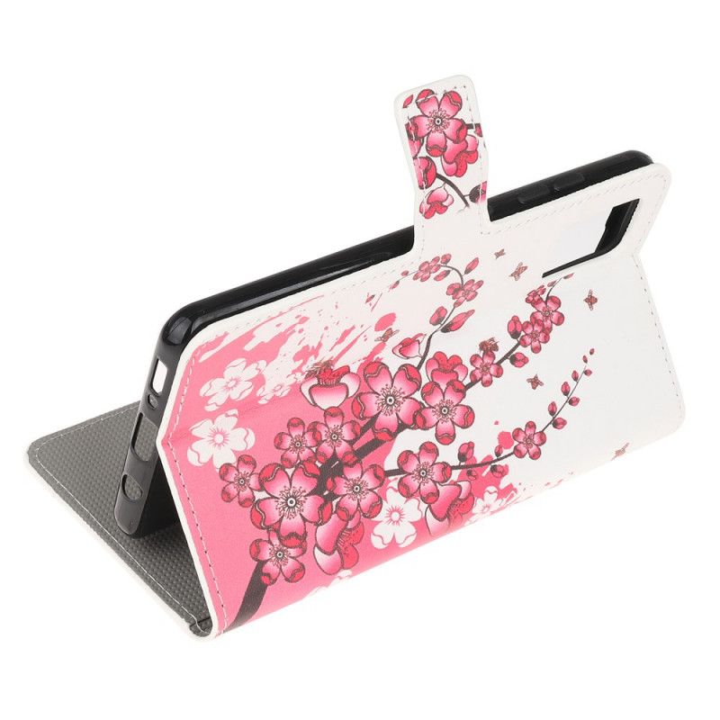 Folio Deksel Xiaomi Redmi Note 10 / Note 10S Magenta Tropiske Blomster