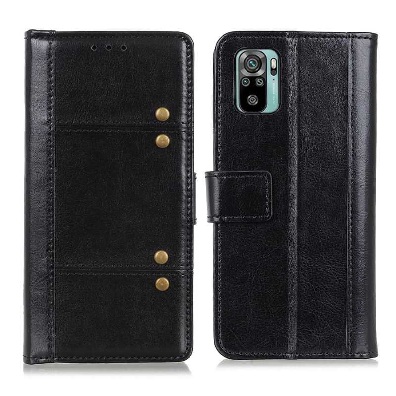 Folio Deksel Xiaomi Redmi Note 10 / Note 10S Svart Antikk Skinneffekt Beskyttelse