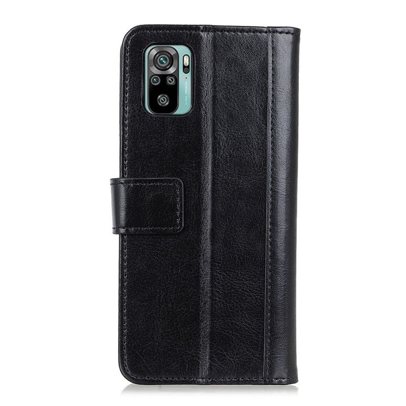 Folio Deksel Xiaomi Redmi Note 10 / Note 10S Svart Antikk Skinneffekt Beskyttelse