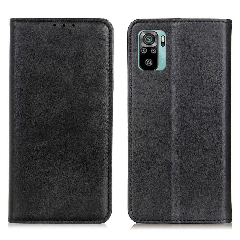 Folio Deksel Xiaomi Redmi Note 10 / Note 10S Svart Delt Skinn Beskyttelse