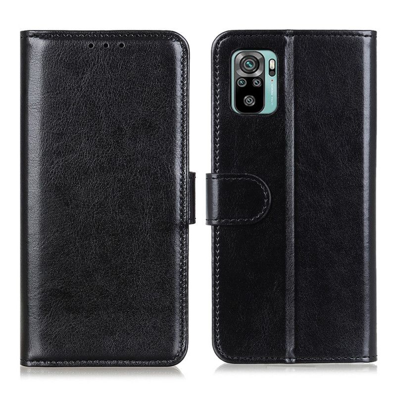 Folio Deksel Xiaomi Redmi Note 10 / Note 10S Svart Finessimitasjonskinn