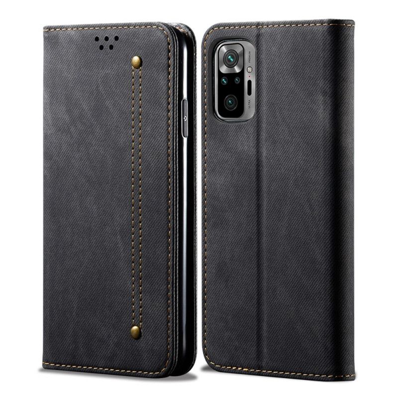 Folio Deksel Xiaomi Redmi Note 10 / Note 10S Svart Jeansstoff Anti-fall