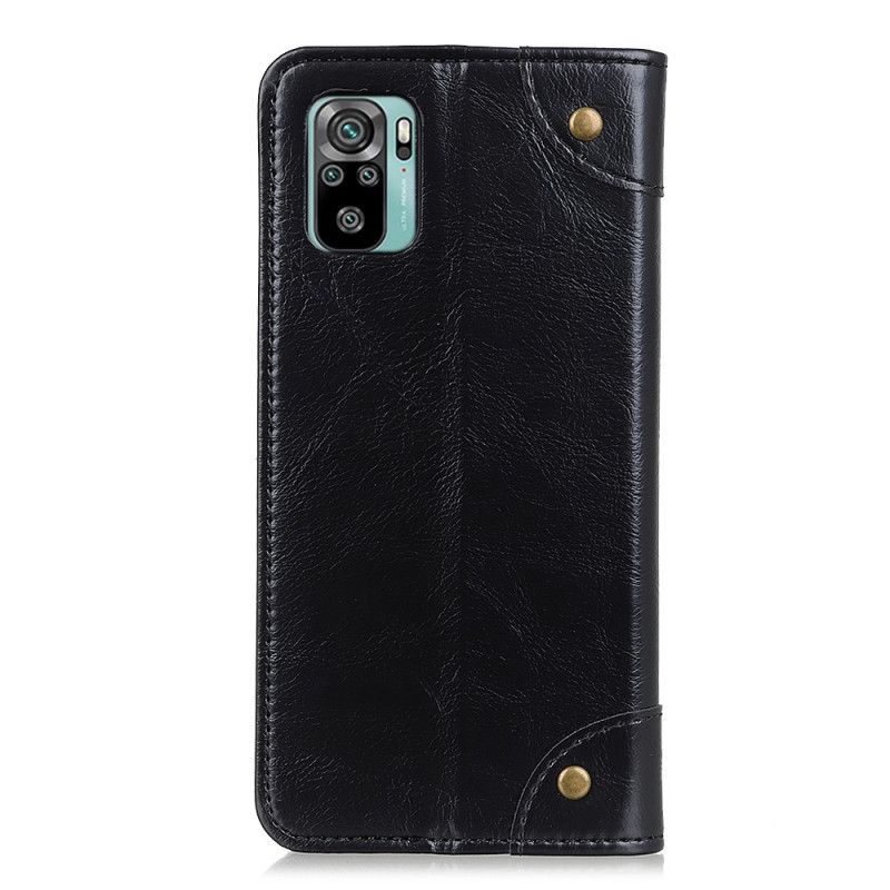 Folio Deksel Xiaomi Redmi Note 10 / Note 10S Svart Mobildeksel Vintage Split Nitter