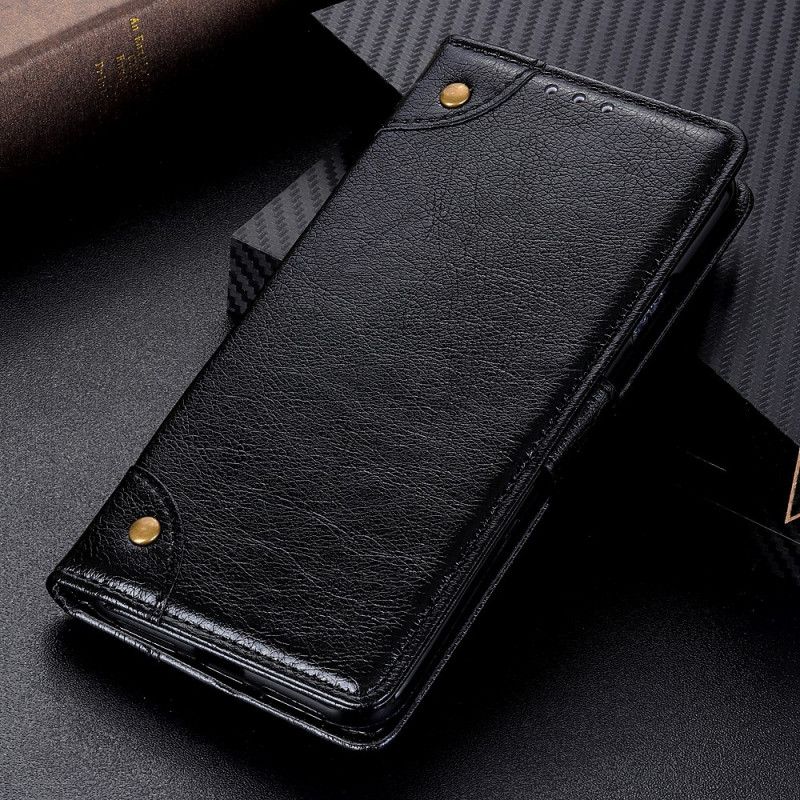 Folio Deksel Xiaomi Redmi Note 10 / Note 10S Svart Vintage Nagler I Nappaskinnstil