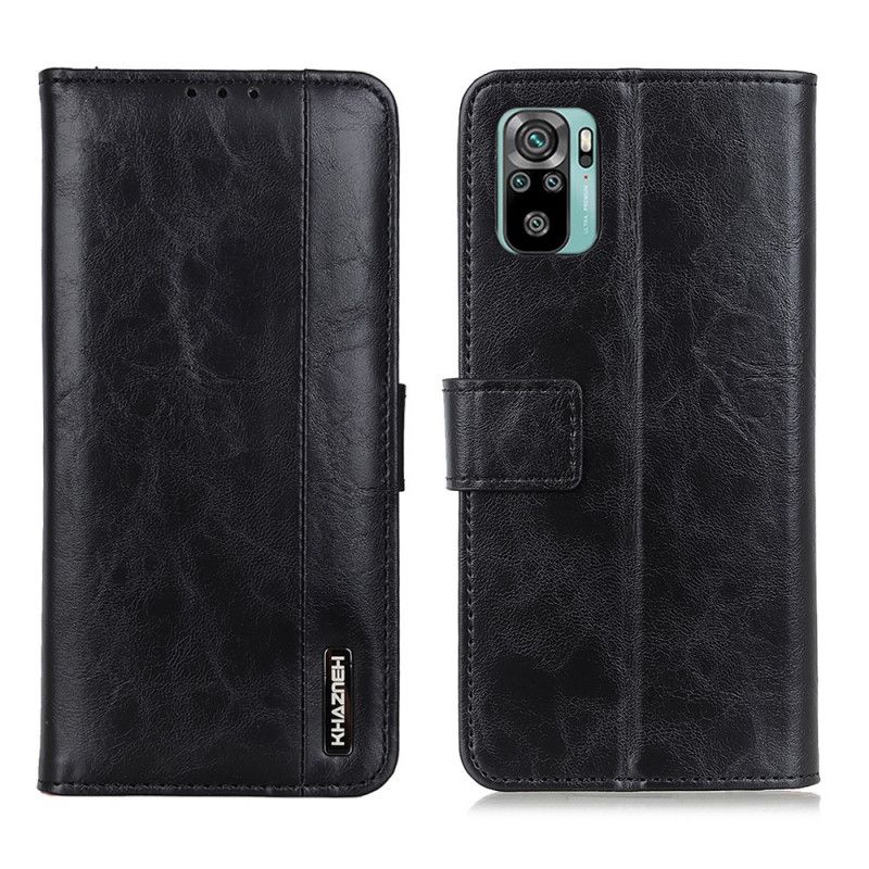 Lærdeksel Folio Deksel Xiaomi Redmi Note 10 / Note 10S Svart Mobildeksel Khazneh Eleganse Skinnstil