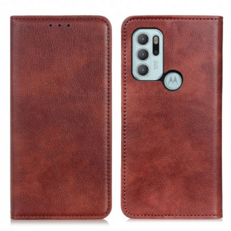 Folio Deksel Moto G60s Elegance Split Litchi Leather