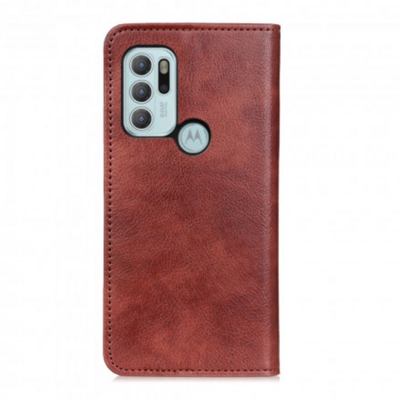 Folio Deksel Moto G60s Elegance Split Litchi Leather