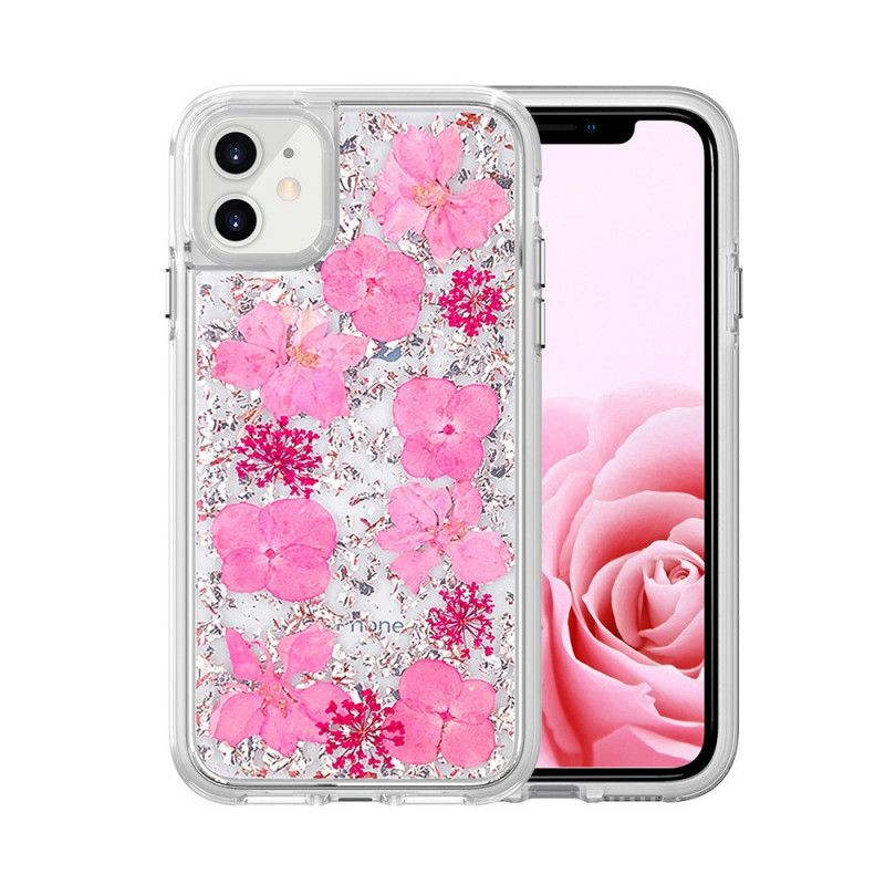 Deksel iPhone 11 Lilla Luksuriøs Blomsterglitter Anti-fall