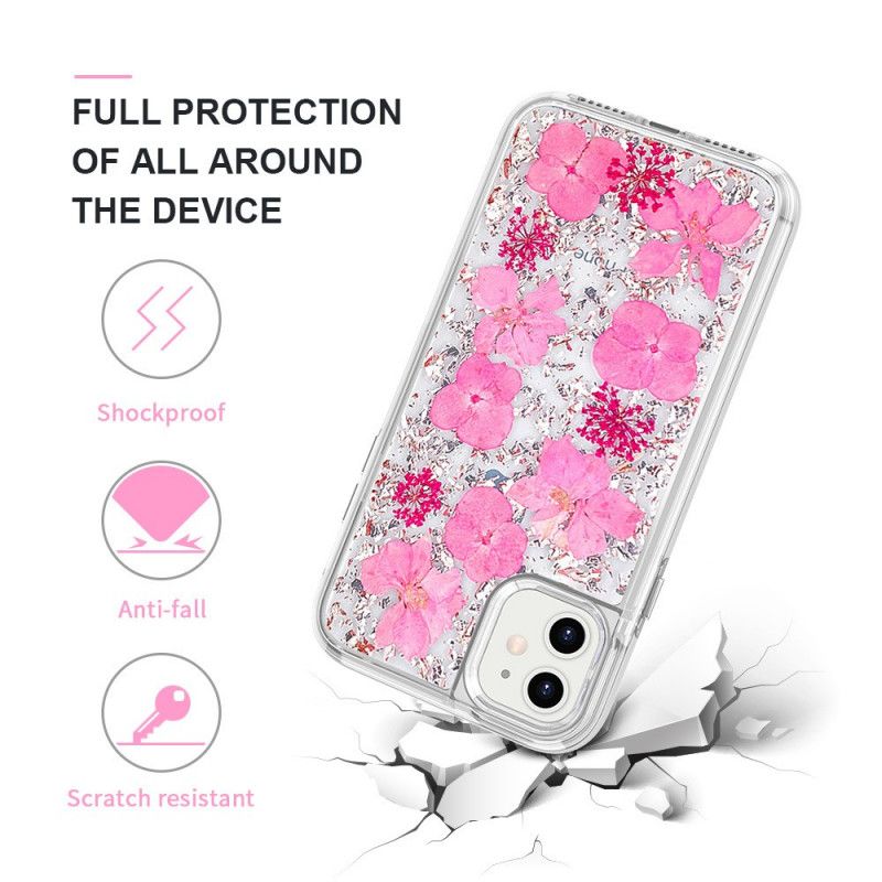 Deksel iPhone 11 Lilla Luksuriøs Blomsterglitter Anti-fall