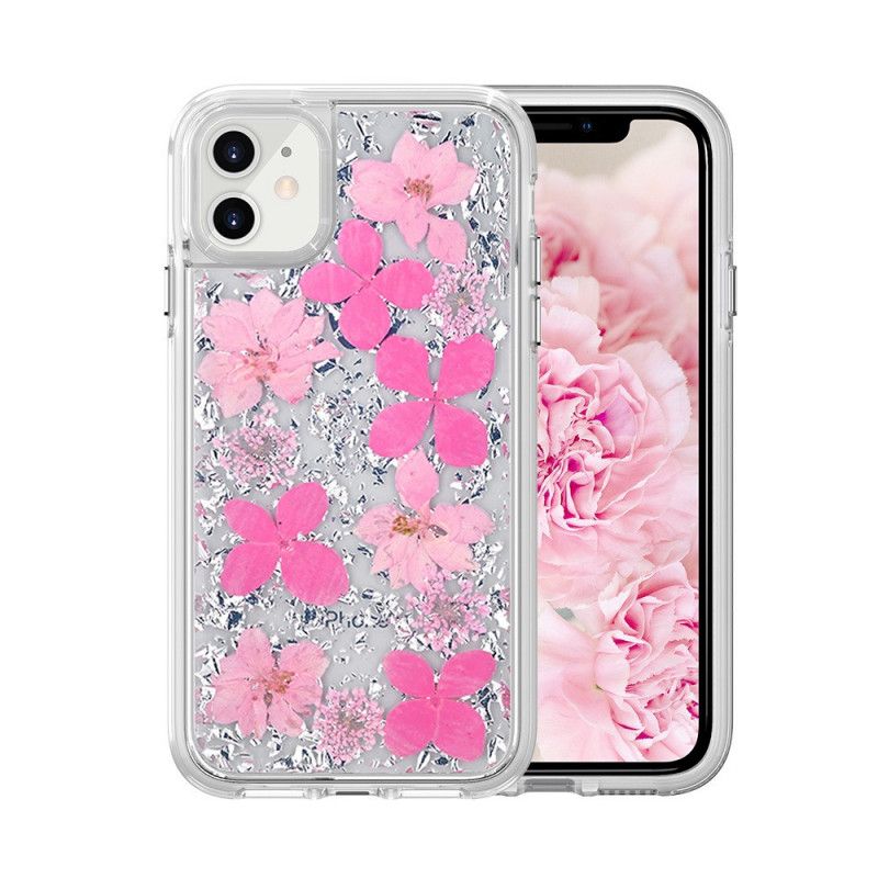 Deksel iPhone 11 Lilla Luksuriøs Blomsterglitter Anti-fall