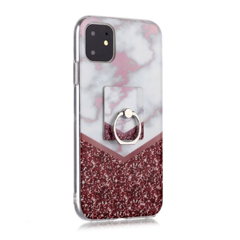 Deksel iPhone 11 Magenta Marmor Design Med Støtte Ring