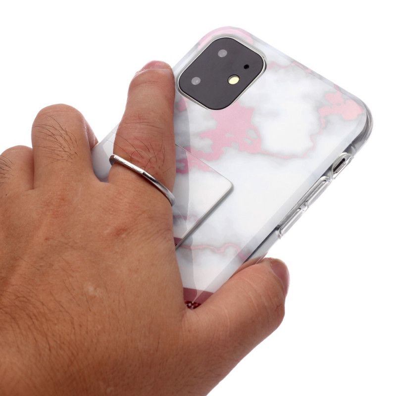 Deksel iPhone 11 Magenta Marmor Design Med Støtte Ring