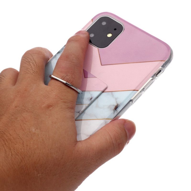 Deksel iPhone 11 Magenta Marmor Design Med Støtte Ring