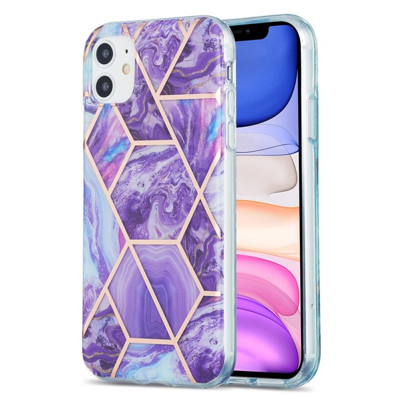 Deksel iPhone 11 Rosa Prangende Geometrisk Marmor