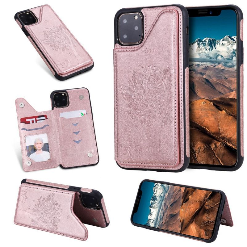 Deksel iPhone 11 Rose Gold Multifunksjonell Kattetrykk