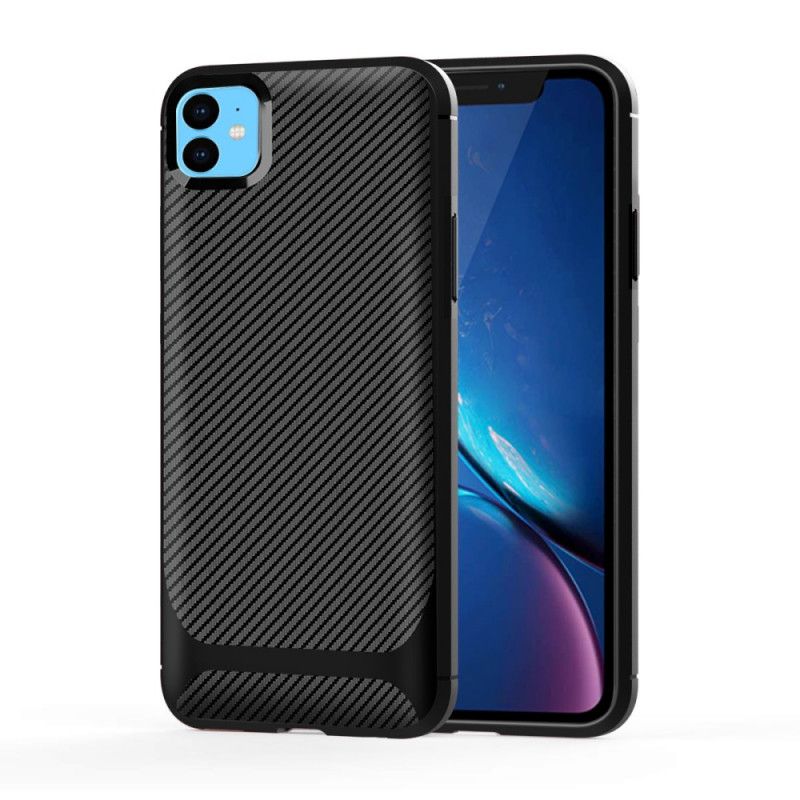 Deksel iPhone 11 Svart Fleksibel Karbonfiber Anti-fall