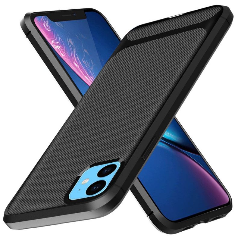 Deksel iPhone 11 Svart Fleksibel Karbonfiber Anti-fall