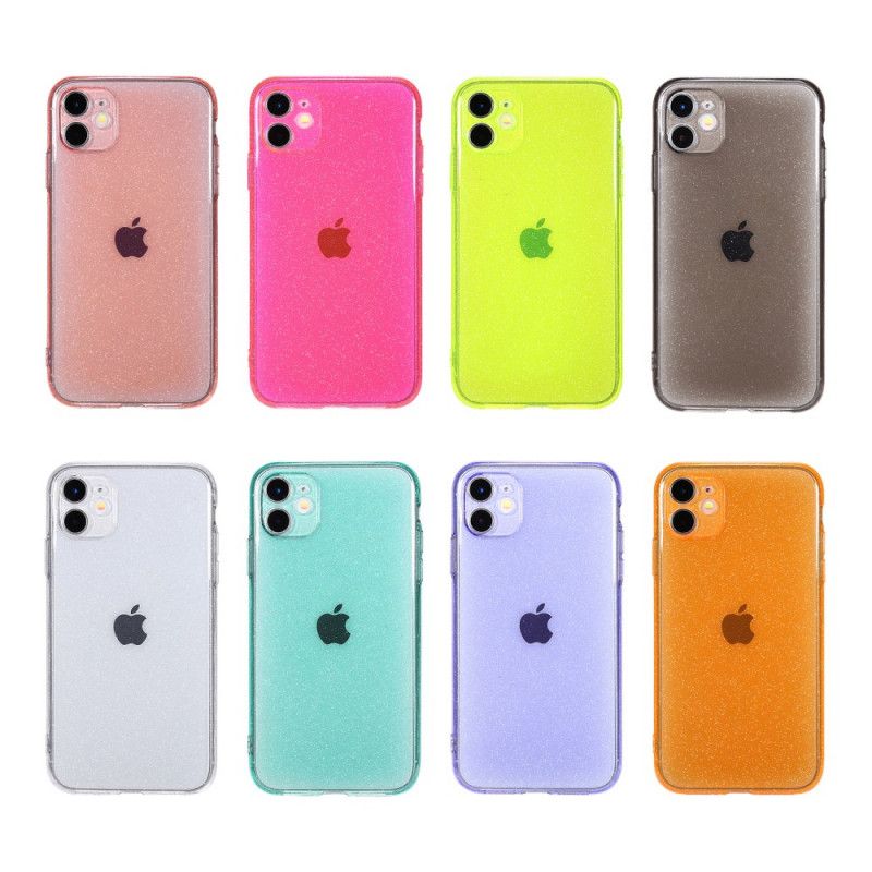 Deksel iPhone 11 Svart Fluorescerende Glitter