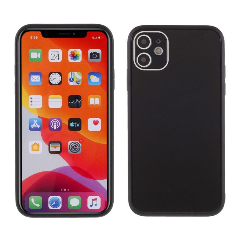 Deksel iPhone 11 Svart Glassrygg Og Silikonkant