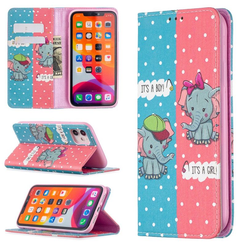 Folio Deksel iPhone 11 Mobildeksel Baby Elefanter