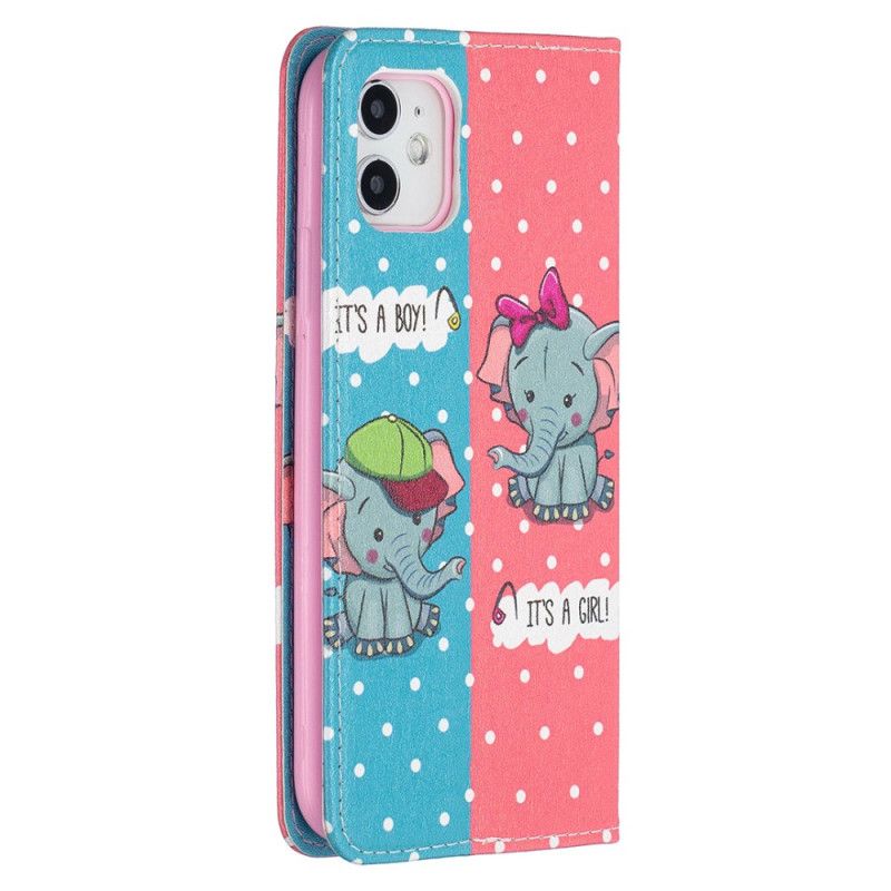 Folio Deksel iPhone 11 Mobildeksel Baby Elefanter