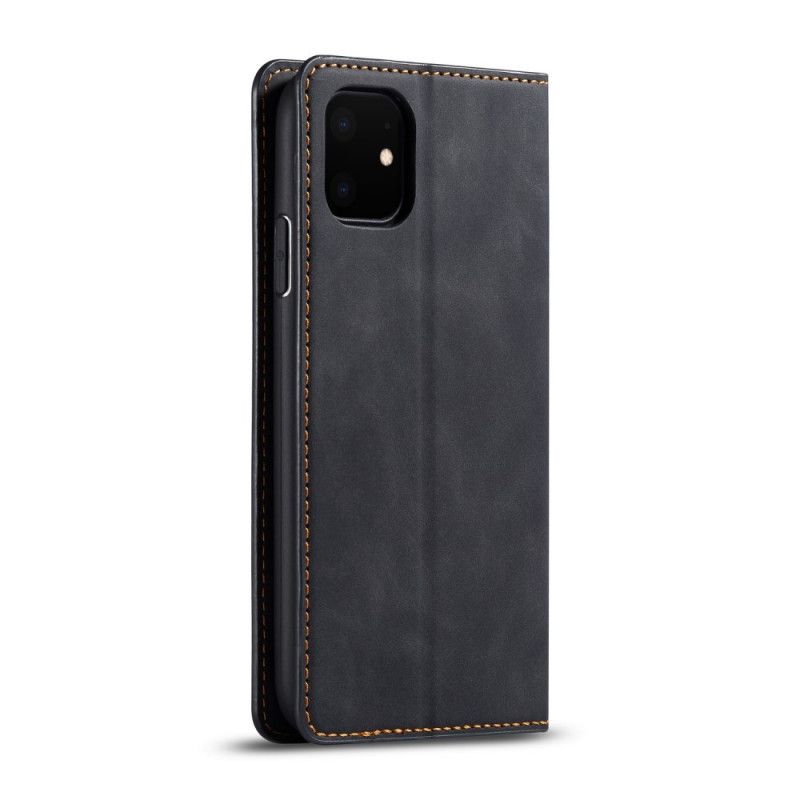 Folio Deksel iPhone 11 Svart Forwenw Skinneffekt