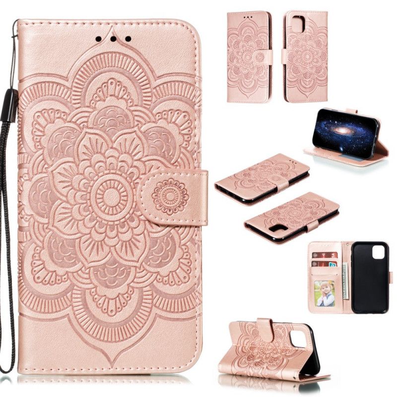 Folio Deksel iPhone 11 Svart Hel Mandala Med Tanga