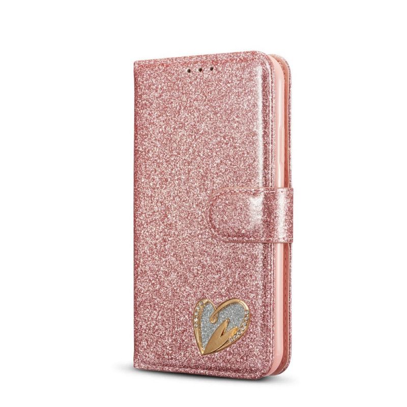 Folio Deksel iPhone 11 Svart Hjerteglitter