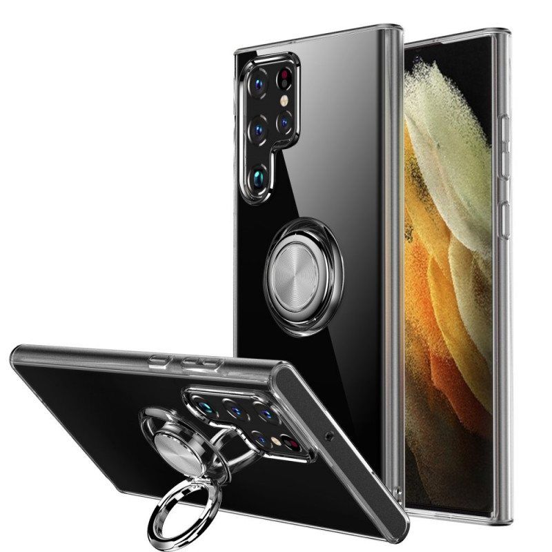 Deksel Til Samsung Galaxy S22 Ultra 5G Gjennomsiktig Med Ring-støtte